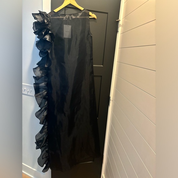 Marlies Grace Bea Dress Ruffle Sheer Satin black XS X Small maxi formal NEW - Picture 13 of 16